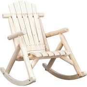 Outvita Wooden Rocking Chair, Fir Log Adirondack Rocker, Outdoor Wood Accent Furniture Lounge Chairs for Garden Patio Backyard Porch (Natural Finish)